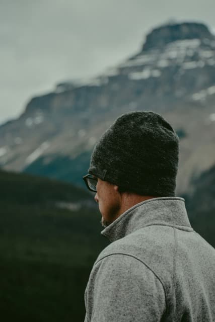 Person wearing a cozy organic cotton beanie