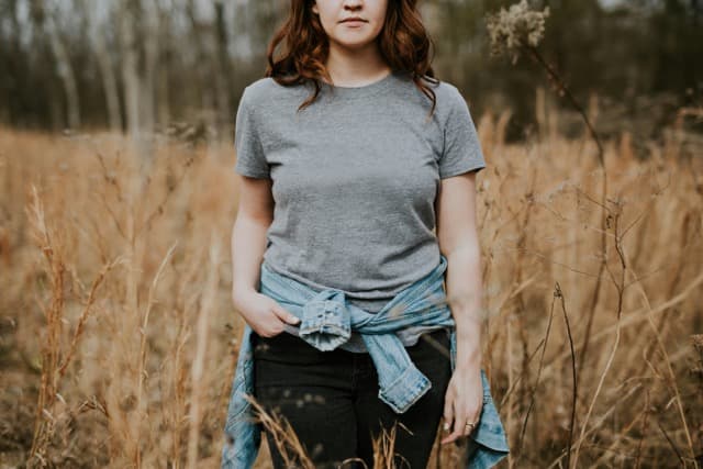 Model wearing a soft organic cotton t-shirt