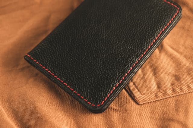 Upcycled leather wallet with multiple card slots